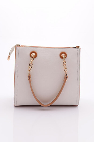 DGN Geantă cu lanț pentru femei, alb, cafeniu - 7653437