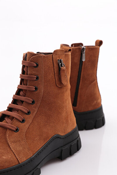 DGN Γυναικείες μπότες με φερμουάρ με λεπτομέρειες με κορδόνια από γνήσιο δέρμα καστόρι 1681123217