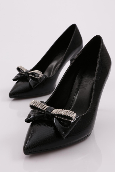 DGN Kadın Topuklu Ayakkabı Siyah Yılan Metalik 4711062821