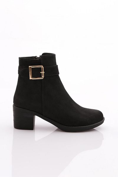DGN 8551 Γυναικείες μπότες με τακούνι μαύρο Nubuck Γνήσιο δέρμα