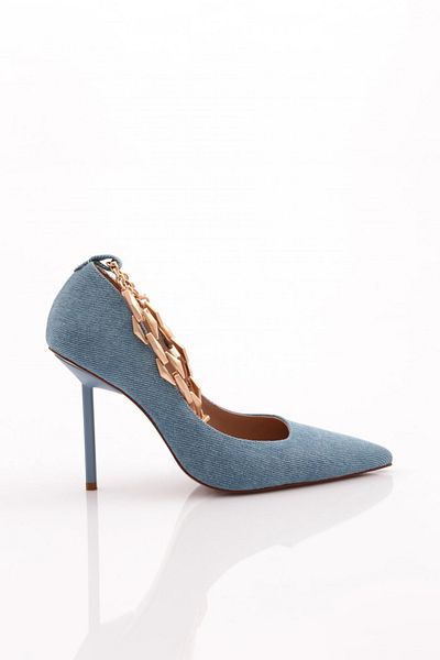 DGN Pantofi cu toc pentru femei din denim deschis - 56463557