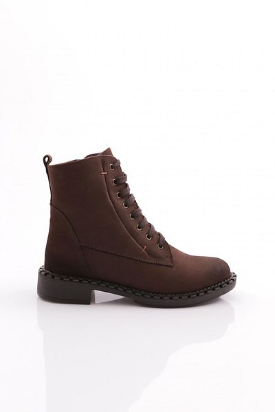 DGN Women's Side Belted Boots Brown Nubuck Genuine Leather 47623217