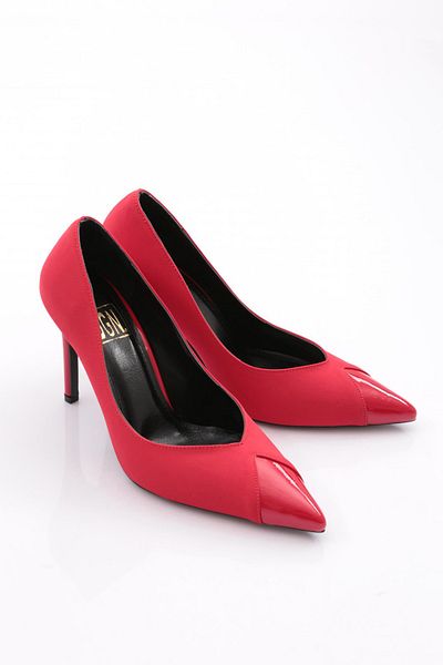 DGN Pantofi de dama cu toc inalt Lycra rosie din piele lacuita rosie 6210102859