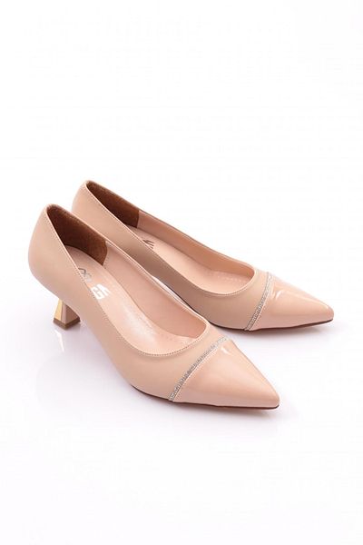 DGN Pantofi cu toc de damă din piele lacuită bej bej - 6132621