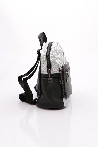 DGN Rucsac de damă cu fermoar de culoare argintie - 1262856