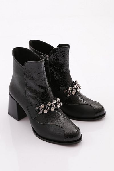 DGN Γυναικείες μπότες με τακούνι Black Crocodile 700