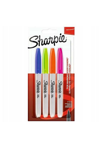 Sharpie مجموعة أقلام تحديد دائمة ذات أطراف مستديرة مكونة من 4 قطع بألوان زاهية / 2065403