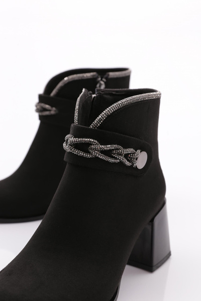 DGN Μαύρα σουέτ γυναικείες μπότες με τακούνι - 85421033