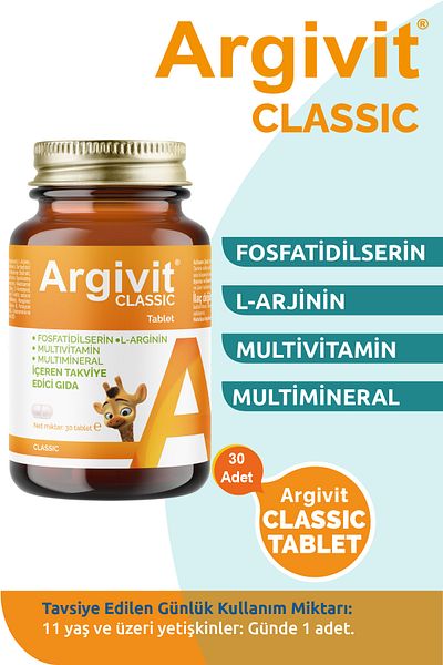 Argivit Classic L-Arginine, Multivitamin, Multi-Mineral Tablet 30 Pieces