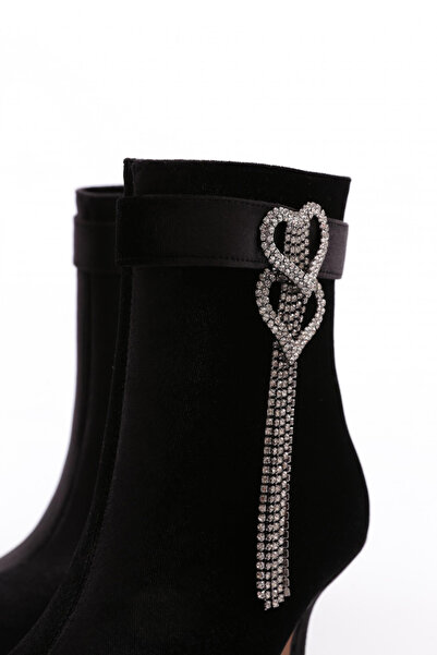 DGN Kadın Topuklu Bot Siyah Kadife 32103532