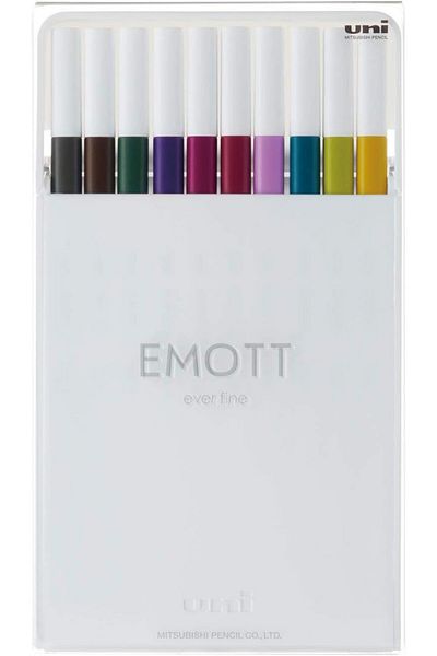 Uni Posca Uniball Emott 0.4mm 10-Piece Acrylic Tip Drawing Pen Set / Pem-sy-10c-no:3