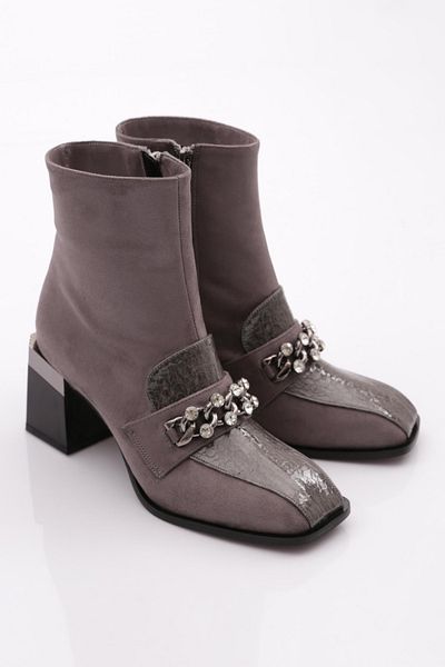 DGN Γυναικείες μπότες με τακούνι Platinum Suede Crocodile - 71721033
