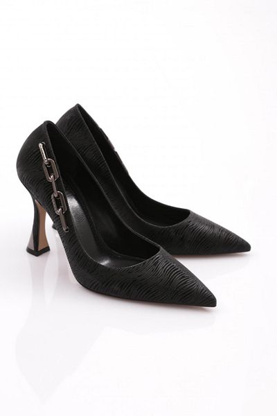 DGN Pantofi cu toc pentru femei cu dungi negre - 101463236