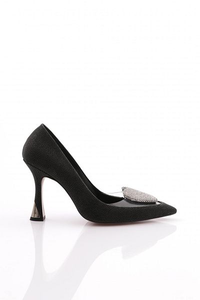 DGN Pantofi cu toc pentru femei cu sclipici negre - 101393236