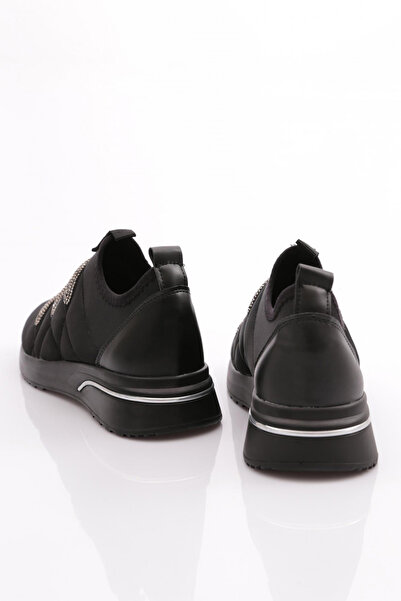 DGN Kadın Kalın Taban Baklava Desenli Sneaker Ayakkabı Siyah Siyah 33335105