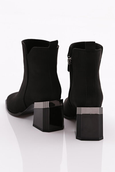 DGN Kadın Topuklu Bot Siyah Lüx Süet 71221033