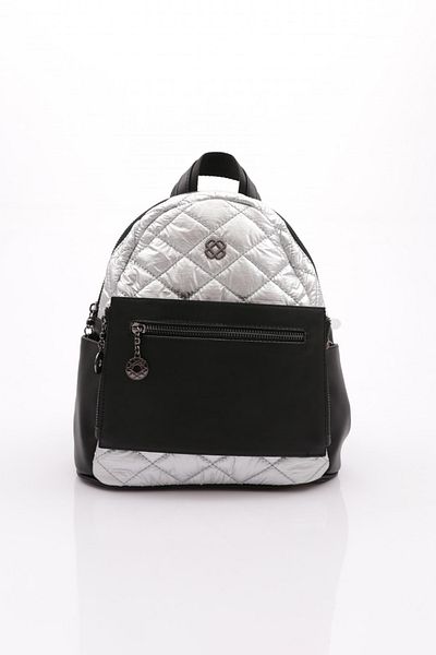 DGN Rucsac de damă cu fermoar de culoare argintie - 1262856