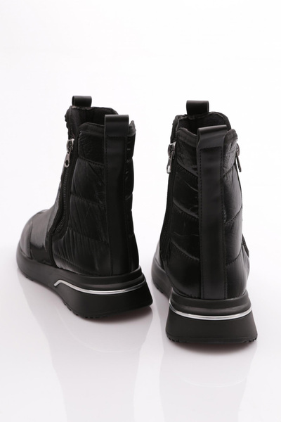 DGN Dámské kozačky na zip černá lakovaná kůže černá 71335105