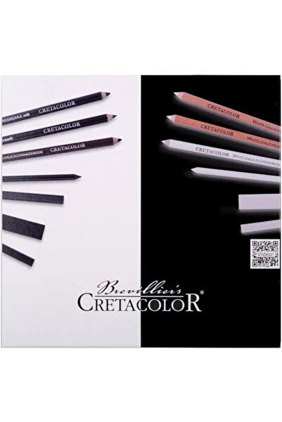CretaColor طقم رسم صندوق أبيض وأسود طقم رسم رسم مميز 25 قطعة صندوق خشبي / 40025