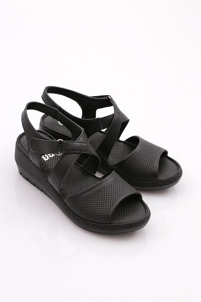 DGN 1005 Sandale cu velcro pentru femei cu toc gros