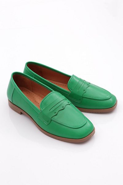 DGN Women's Blunt Toe Shaped Ballerinas Grass Green 12132110
