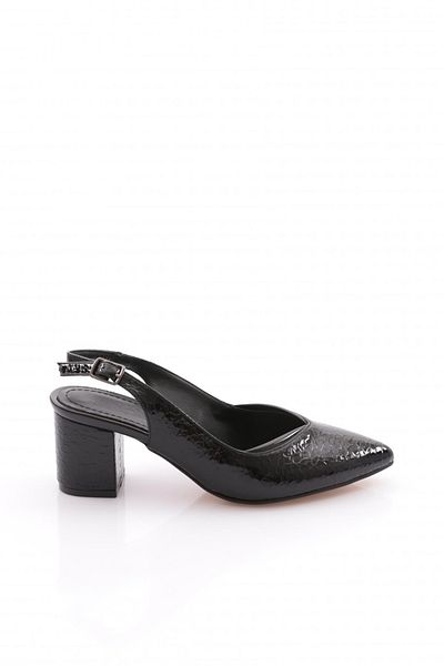 DGN Pantofi cu toc pentru femei, cu spatele deschis, cu vârf ascuțit, Black Fishback 217112621