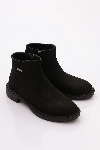 DGN Γυναικείες αγκράφες Classic Μποτάκια Μαύρο Nubuck Γνήσιο δέρμα 15435106