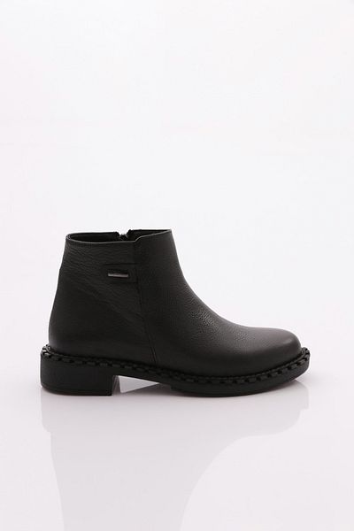 DGN Women's Buckle Classic Boots Black Floater Genuine Leather 15435106