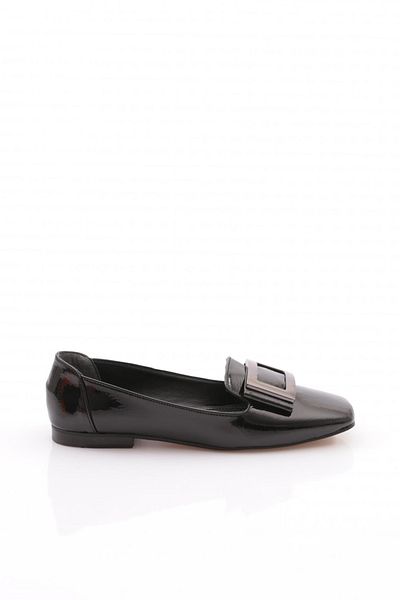 DGN Accesoriu pentru femei Balerina Balerina Neagra Ridata Piele Lacuita 2111022621
