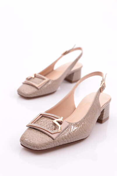 DGN Kadın Arkası Açık Topuklu Ayakkabı Vizon Balık Sırtı 2122621