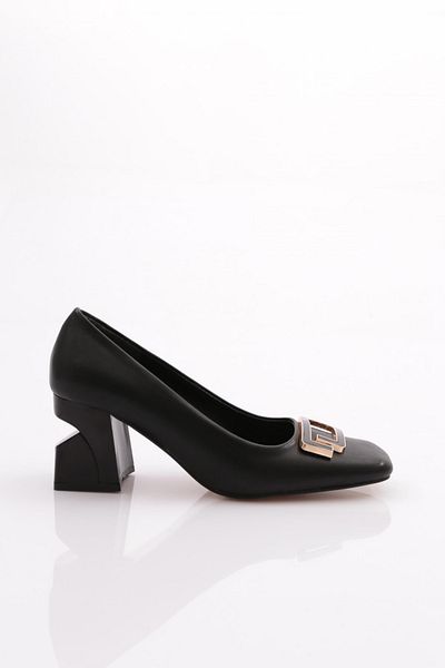 DGN Pantofi negri pentru femei cu toc gros - 217892621