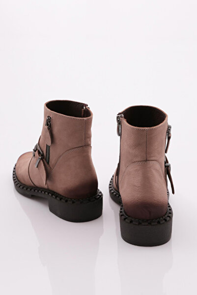 DGN 038 Women's Belt Lace up Top Boots Mink Nubuck Genuine Leather