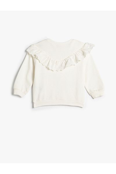 Koton Ruffle Sweat Rose Gold Crew Neck Cotton