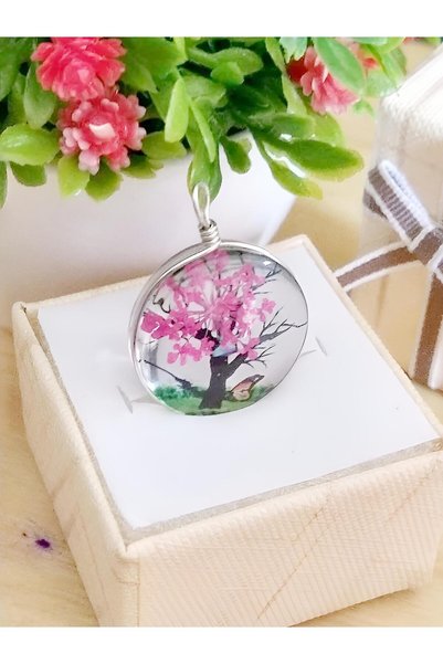 EXENET Tree of Life Themed Necklace Transparent Design with Butterfly Special Epoxy Accessory Vivid Look Luxury Jewelry
