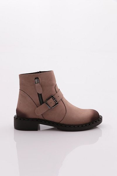 DGN 038 Women's Belt Lace up Top Boots Mink Nubuck Genuine Leather