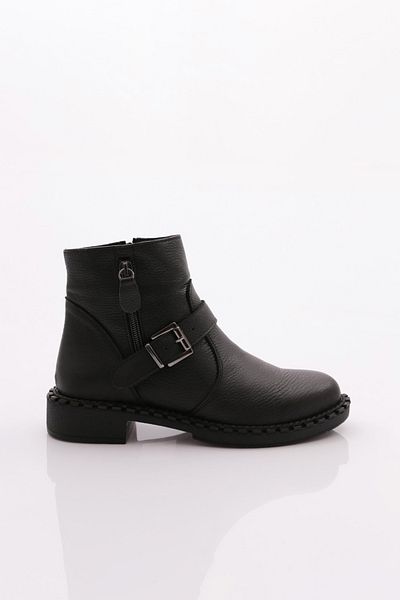 DGN 038 Γυναικείες μπότες με κορδόνια με ζώνη BLACK FLOATER Γνήσιο δέρμα