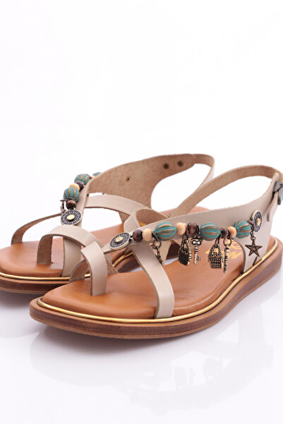 DGN Beige Women's Sandals - Bead Detail 4163289   Model