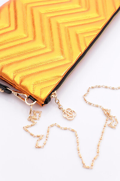 DGN Orange Metallic Patterned Women's Bag - 52123448