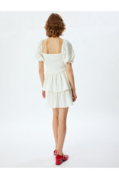 Koton Μίνι φόρεμα με υφή Flounce με μπαλόνι με μανίκια