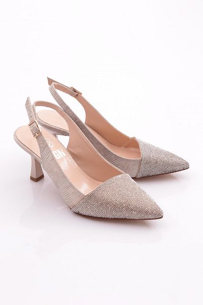 DGN Pantofi de seara cu toc de dama cu dungi aurii 2193102621