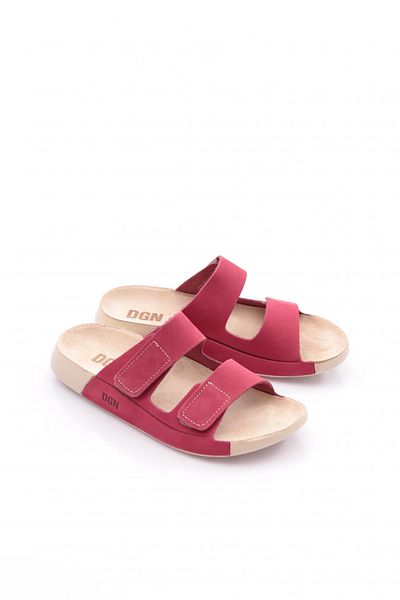 DGN Papuci de damă din nubuc fucsia - dungi duble, model 26382623