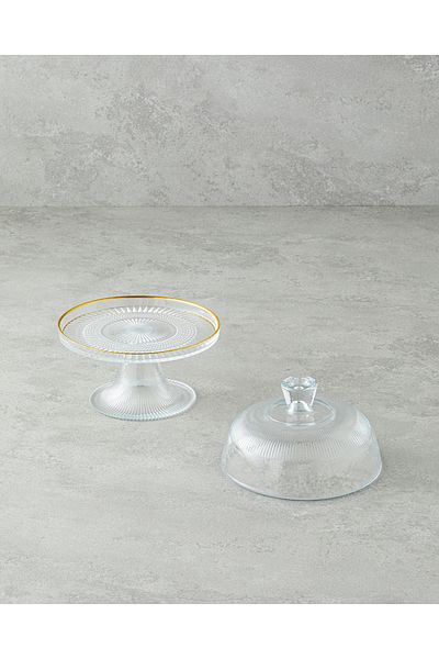 English Home Suport de prezentare cu picioare din sticla Glimmer 16 cm Transparent-Auriu