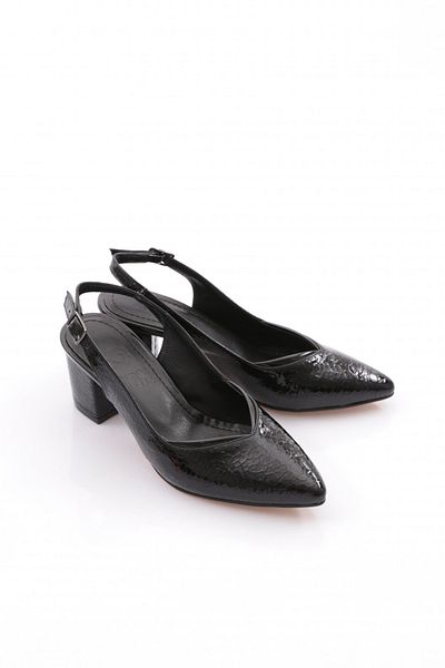 DGN Pantofi cu toc pentru femei, cu spatele deschis, cu vârf ascuțit, Black Fishback 217112621