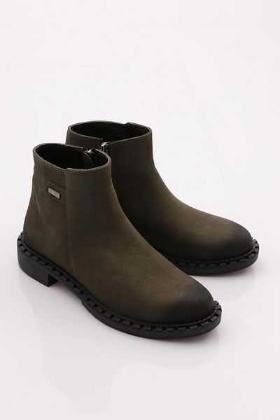 DGN Γυναικείες αγκράφες Classic Μποτάκια Khaki Nubuck Γνήσιο δέρμα 15435106