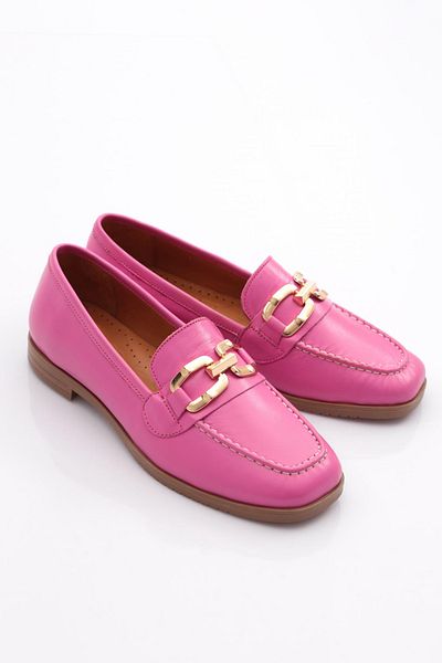 DGN Cusătură de damă cu ornamente florale Balerina din piele naturală fucsia 1732110
