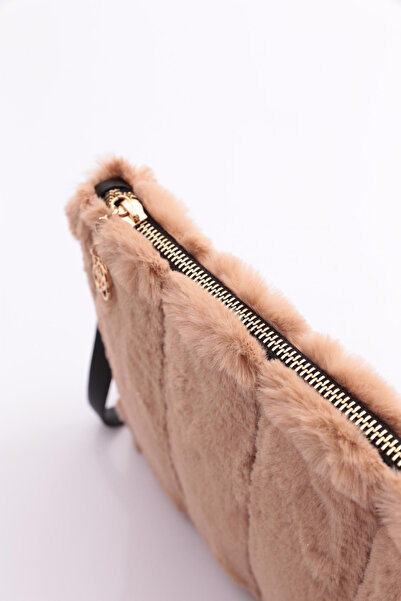 DGN Дамска кожена чанта на райета Camel 52233448