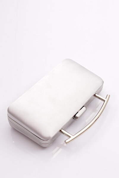 DGN Geantă de seară pentru femei din satin argintiu - 8673152