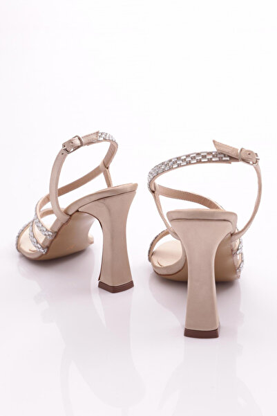 DGN Kadın Abiye Ayakkabı Bej Saten 86112821