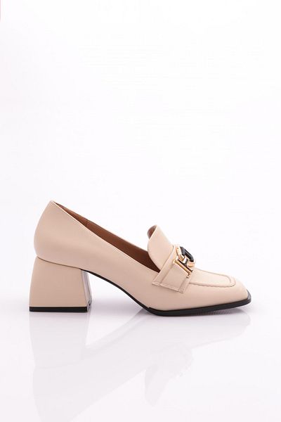 DGN Pantofi rotunzi cu toc de damă bej deschis - 4772859