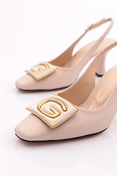 DGN Жіночі туфлі на підборах кольору екрю - відкритий задник 353453539